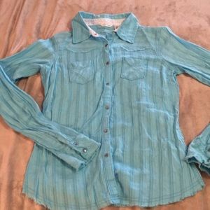 Blue button down western style